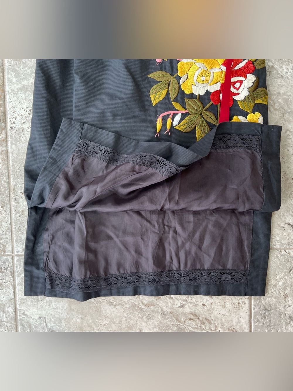 Moulinette Soeurs Anthropologie Lucillae Floral Embroidery Shift Grey Dress, 8 - Picture 8 of 12